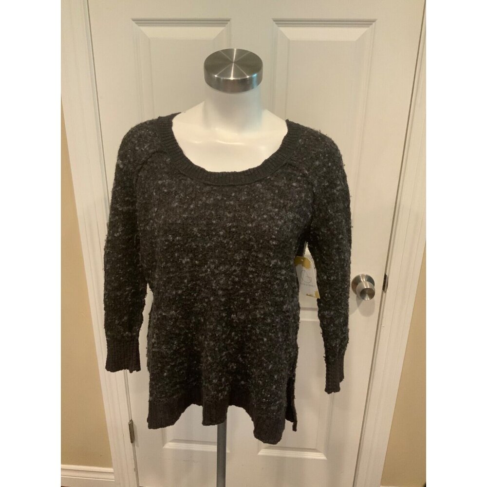 Free People Gray Boucle Knit Sweater, Size Small
